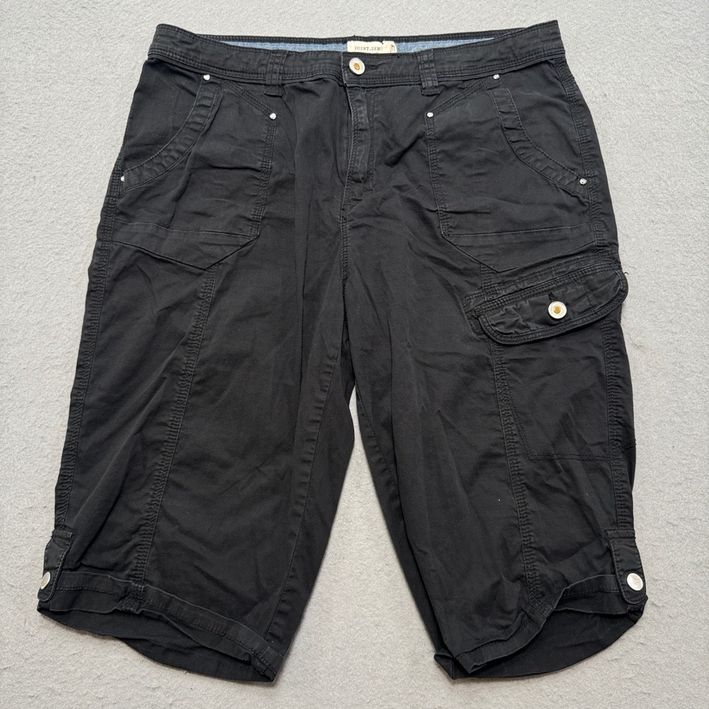 Point Zero Cargo Shorts Women's 12 Black Original Fit Utility Workwear Grunge